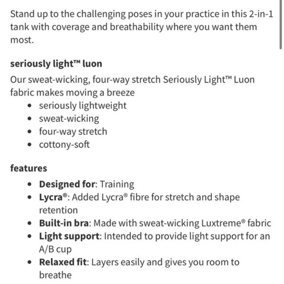 Lululemon Raise The Barre Tank Low Back Workout Tank Top With Sports Bra Size 6 - Picture 6 of 16